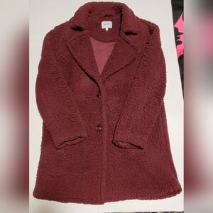 Kismet ~ Medium Plush Teddy Jacket ~ Fuzzy Burgundy  Coat